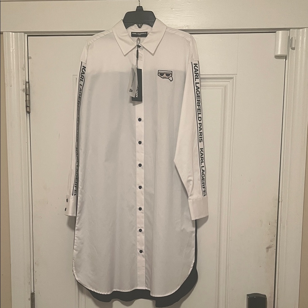 Karl Lagerfeld White Button Down Shirt with Black Accents